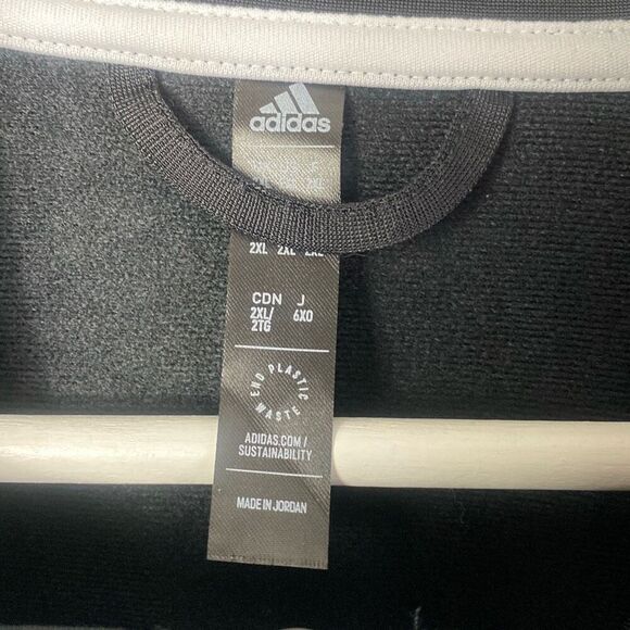 Adidas Classic Black White Stripe Full Zip Warm Up Jacket Size 2 XL    294 - Picture 5 of 7